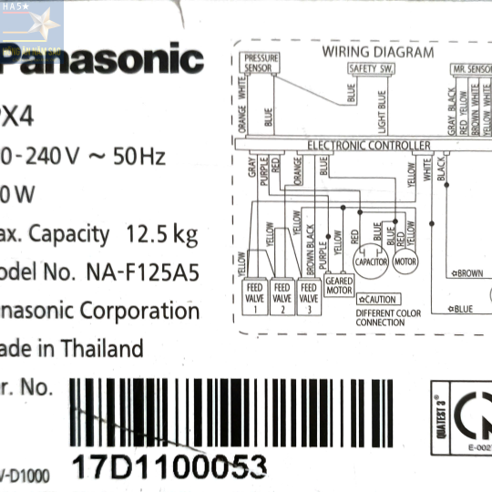 Máy giặt Panasonic 12.5 kg NA-F125A5